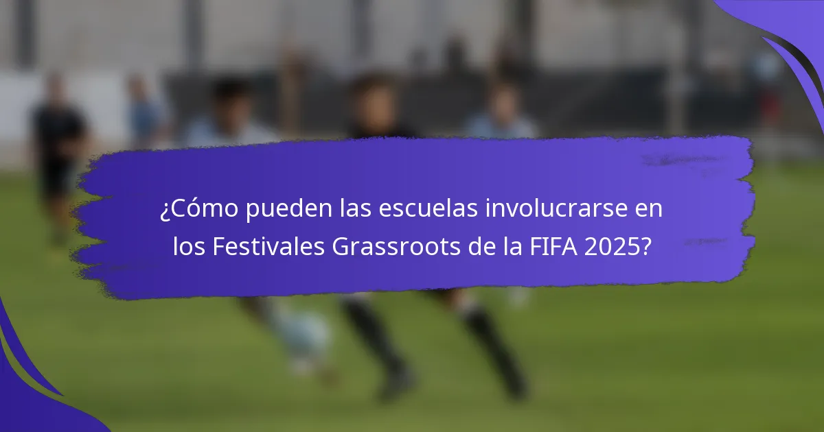 ¿Cómo pueden las escuelas involucrarse en los Festivales Grassroots de la FIFA 2025?