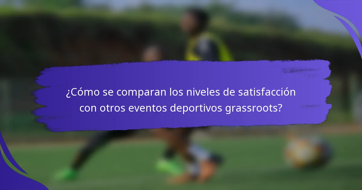 ¿Cómo se comparan los niveles de satisfacción con otros eventos deportivos grassroots?