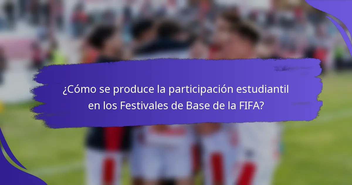 ¿Cómo se produce la participación estudiantil en los Festivales de Base de la FIFA?