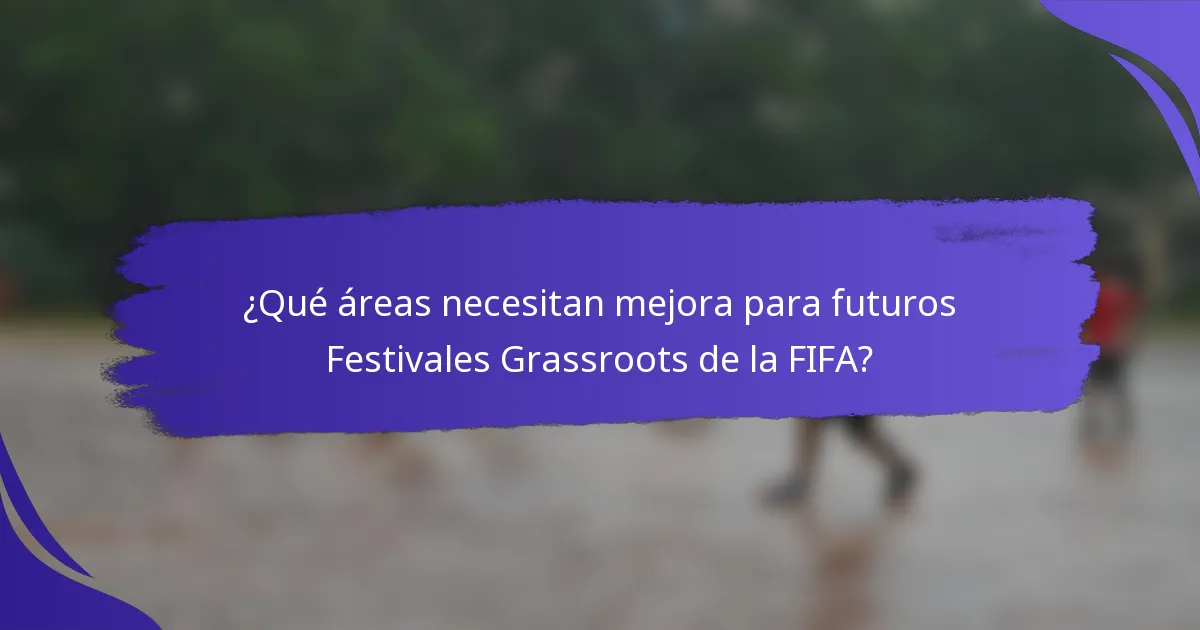 ¿Qué áreas necesitan mejora para futuros Festivales Grassroots de la FIFA?