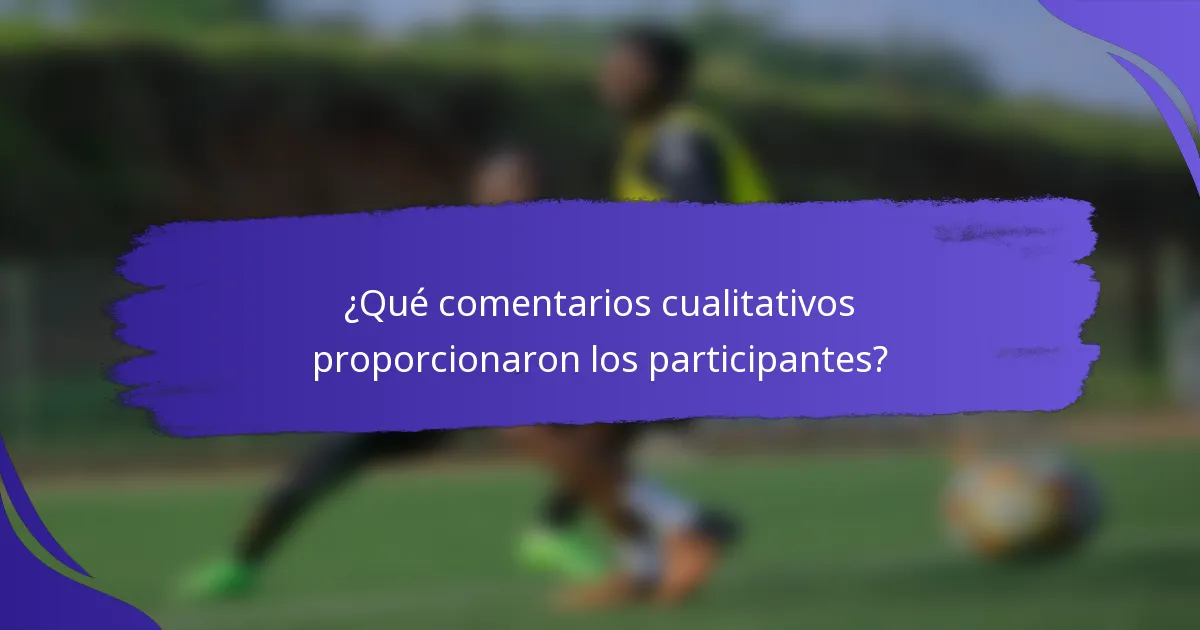 ¿Qué comentarios cualitativos proporcionaron los participantes?