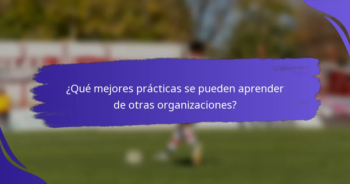 ¿Qué mejores prácticas se pueden aprender de otras organizaciones?